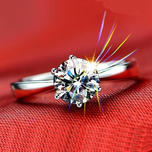 925 Silver D Color 5mm to 6.5mm Moissanite Ring Brilliant Cut 0.5-1 Carat Moissanites Diamond Ring Classic Engagement Jewelry