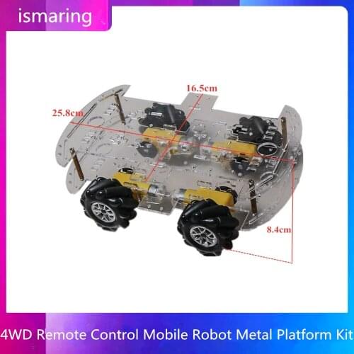 60mm Mecanum Wheel Chassis 4WD Remote Control Mobile Robot Metal Platform Kit 4pcs TT Motors DIY Maker Learning