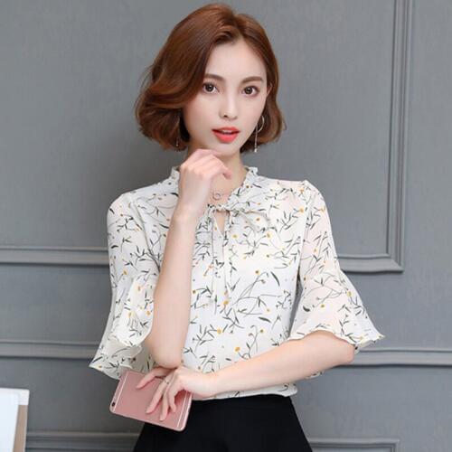 Summer loose Floral Print Lacing stand collar Shirt New Woman Flare Sleeve Loose Blouse Tops blusas chemise femme blusas DD2410