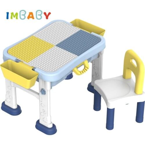 IMBABY Multifunction Environmental Protection PE Children Study Desk Toy Building Blocks Kids Playing Drawing Learning Desk