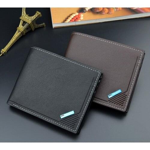 New Mens Fashion Purse Short Thin Multi Card Zipper Horizontal Business Wallets PU Leather Wallet