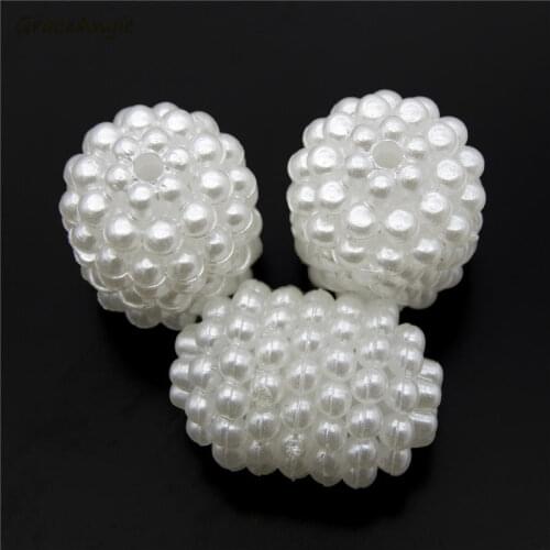 Wholesale 100pcs White Waxberry Imitation Pearl Beads For Necklace Earrings DIY Round Plastic Beads Jewelry Making Findings