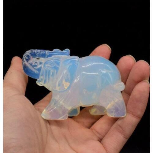 Hot-selling Natural Moonstone Elephant opal elephant sculpture handicraft, tigers eye stone necklace pendant pendant