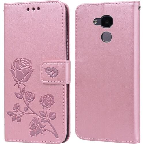 Luxury Leather Flip Book Case for Huawei Honor 7i / Shot X 7 Lite Rose Flower Wallet Stand Card Holder Case Phone Cover