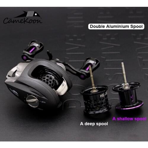CAMEKOON Fishing Reel With Extra Aluminum Shallow Spool 8KG Max Drag Ultralight 186g Casting Reel Magnetic Brake Baitcaster Coil