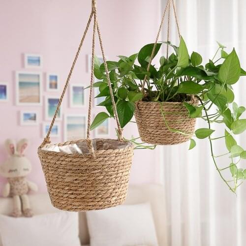 Garden Hanging Plant Storage Basket Hanging Planter Woven Indoor Outdoor Flower Pot Holder Macrame Plant Home Decoration