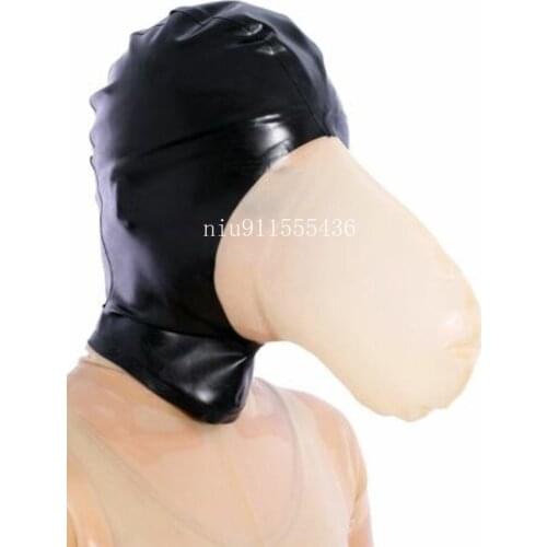 Sexy Exotic Latex Hood Mask Back Zip Fetish Hood Mask for Face Women