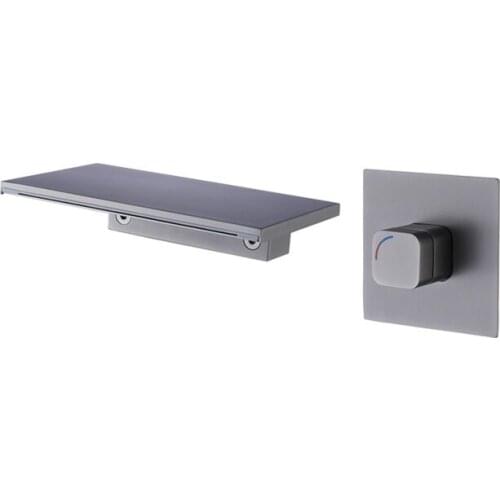 Concealed Wall-Mounted Waterfall Basin Faucet Bathroom Hot and Cold Table Basin Bathroom Hand Washing Washbasin Gun Gray Bath