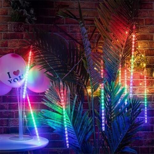20CM 96LED 8 Tubes Meteor Shower LED Light String for Christmas Wedding Garden Decoration 100-240V/EU/US Plug