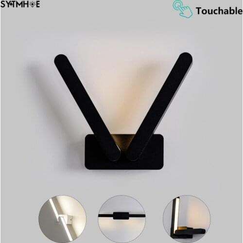 Led Indoor Diy Touch Wall Mount Lights For Bedroom Rotation Bedside Aluminum Adjustable Living Room Wall Lamp With Switch 10W