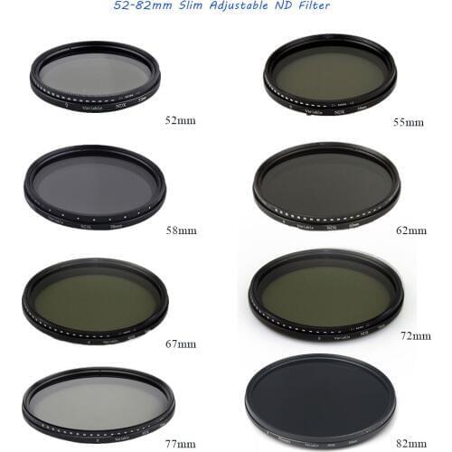 Kernel 52mm 55mm 58mm 62mm 67mm 72mm 77mm 82mm Slim Adjustable ND Filter ND2 to ND400