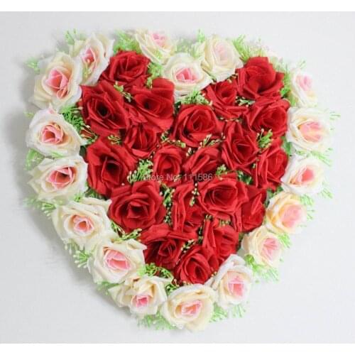 SPR 40cm Lovely Heart Shape Artificial rose Flower ball Wedding Car Wall Door Floral Decoration