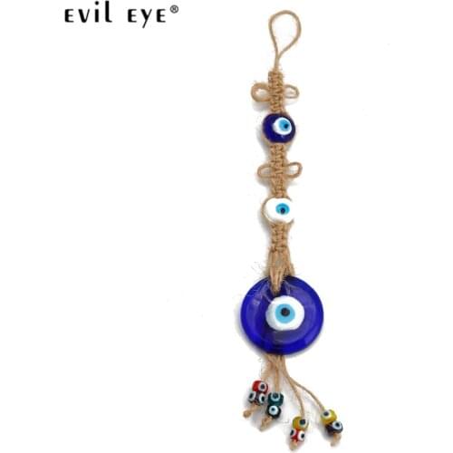 EVIL EYE Colorful Bead Round Blue Turkish Evil Eye Pendant Wall Hanging Handmade Decorations for Home Living Room Car BE254