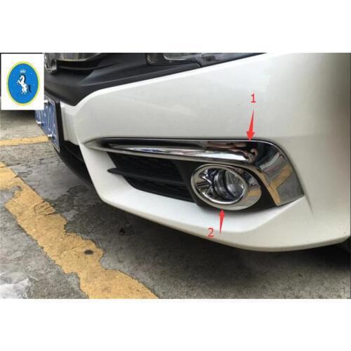 Yimaautotrims Auto Accessory Front Fog Lamp Lights Eyebrow Eyelid + Ring Cover Trim 4 Pcs For Honda Civic 2016 2017 2018 ABS