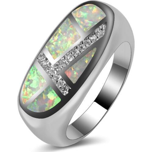 Hot Sale Exquisite White Fire Opal 925 Sterling Silver High Quantity Engagement Wedding Ring Size 5 6 7 8 9 10 11 A181