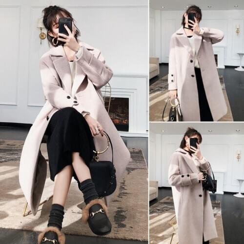 2020 New Spring Women Jackets And Coats Turn Down Collar Woolen Coats Femmen Tops Long Sleeve Overcoat Work Wear LX1586