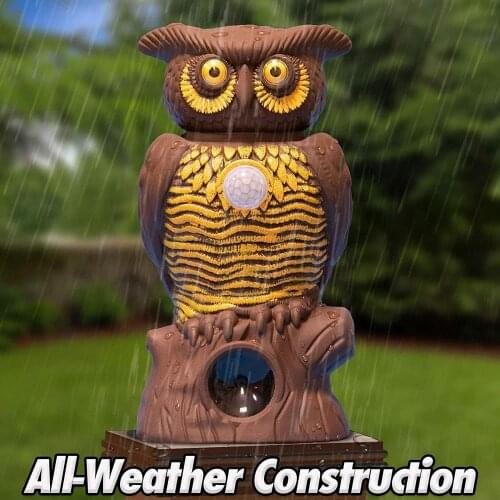 Owl Alarm Flashing Sound Critter Repellent Ultrasonic Owl Alert Bird Scarer Owl Prowler Decoy Protection Scarecrow For Garden