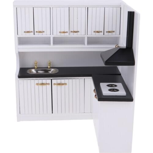 1/12 Scale European Style Miniature Kitchen Scene Model Furniture Decor Cabinet Cupboard Model Set