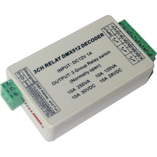 1Pcs 3CH dmx512 LED Controller 3 channel DMX 512 RELAY OUTPUT Decoder Switch WS-DMX-RELAY-3CH