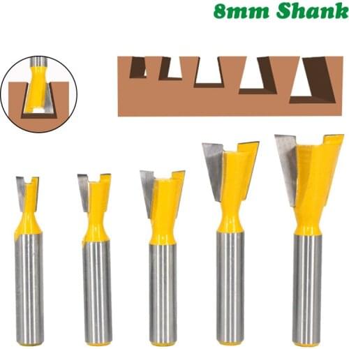 1pc 8mm Shank Milling Cutter Dovetail Joint Router Bits Set 14 Degree Woodworking Engraving Bit for Wood