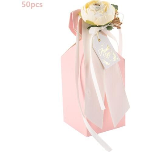 25pcs Vase Shape Candy Box Wedding Gift Chocolate Boxes for Baby Shower Party with Ribbon Favors Gift Box Package Birthday Party