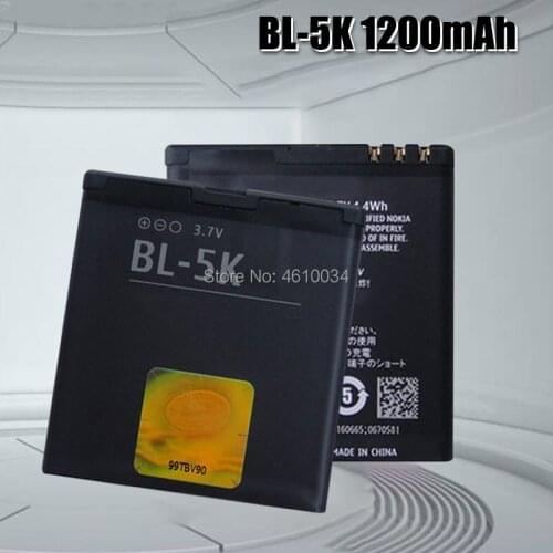 High Quality 1200mAh BL 5K BL-5K Battery For Nokia N85 N86 N87 8MP 2610S 701 C7 X7 C7-00 Battery BL5K