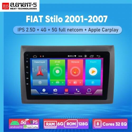 ELEMENT-5 9" 2G+32G Android 8,9,10 4G WIFI RDS DSP Car Radio For FIAT Stilo 2001-2007 Navigation GPS HIFI