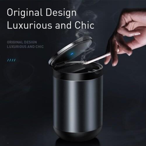 Car Ashtray Alloy Ash Tray Aluminum Cup Portable Smokeless Auto Cigarette Holder Box Ashtray Flame Retardant LED Light Box