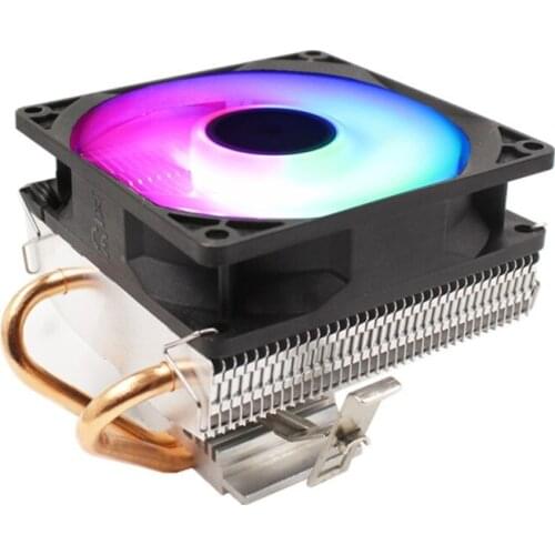 Silent CPU Cooler LGA/2011/115X/775 3 Pin PC Cooling Radiator 2 Copper Tubes LED Q81F