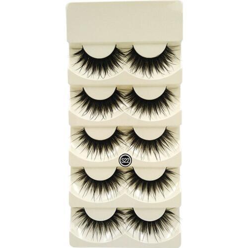 5Pair Handmade Eye Lashes Thick Volume Crossing False Eyelashes Extension Makeup