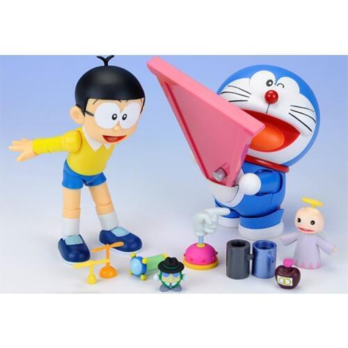 10cm Nobi Robot Pokonyan Doraemon Figure Three Kinds Of Faces Five Pairs Of Eyes Action Figure PVC toys for Child gift
