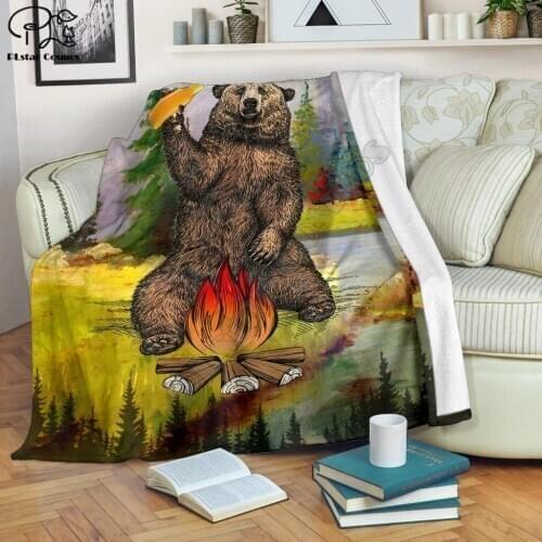 Bear Beer Bottle Camping Fleece Blanket 3D full printed Wearable Blanket Adults/kids Fleece Blanket drop shippng style-2