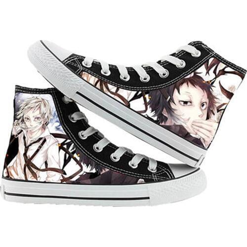 High-top Anime Bungou Stray Dogs Canvas Shoes Single Layer Print Flats Lovers Breathable Leisure Sneakers for Students