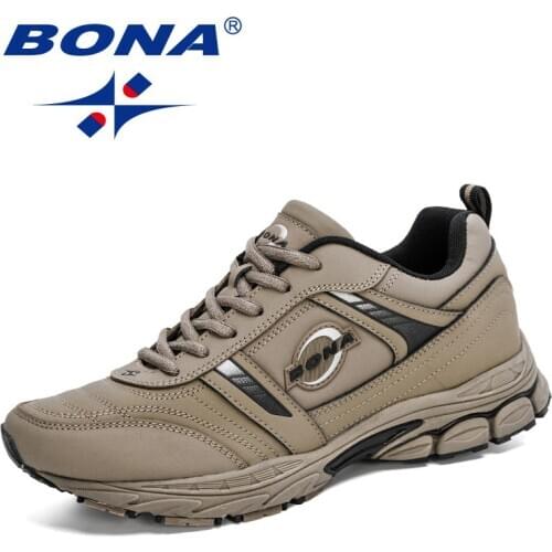 BONA 2020 New Arrival Action Leather Men Running Shoes Breathable Outdoor Sports Shoes Man Athletic Footwear Jogging Shoes Male