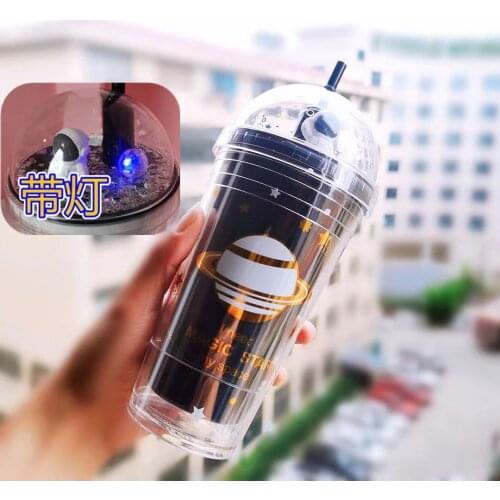 1pcs 480ml Space Straw Cup With Lid And Removable Straw Insulated 3d Space Doll Decoration And Space Pattern Cool Coffee Cups