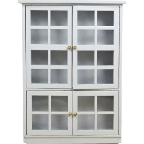 Dollhouse Miniature Furniture Wooden Wardrobe Shelf Cabinet White
