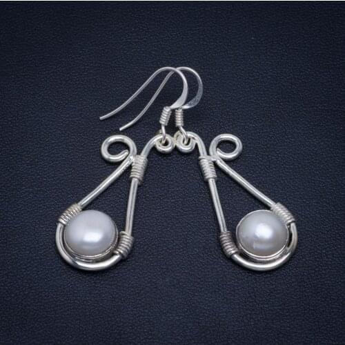 Natural River Pearl 925 Sterling Silver Earrings 1.7" AM557
