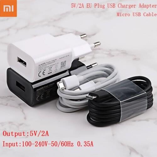 Original Xiaomi 10W Charger 5V2A Fast charge power adapter usb micro cable for Redmi Note 2 3 4 5 plus pro 4X 5a 4a 3 redmi 7 7a