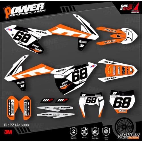 PowerZone Custom Team Graphics Backgrounds Decals 3M Stickers Kit For KTM SX SXF MX 16-18 EXC XCW Enduro 17-19 125 to 500cc 08