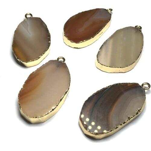 Wholeslae Natural Stone Agates Pendant Irregular Charms for Women Jewelry Making DIY Necklace Accessories Size 20x40-23x43mm