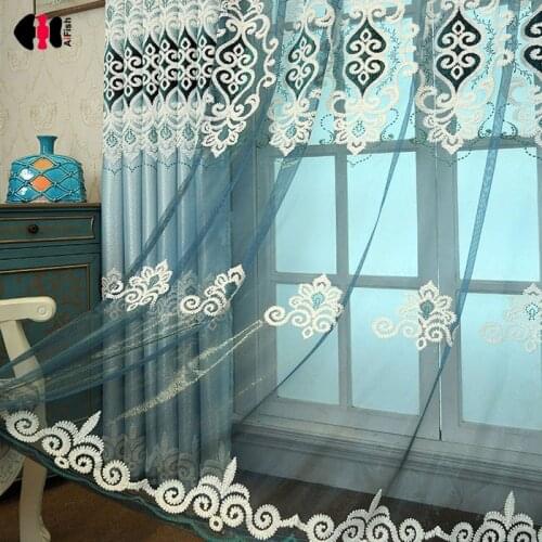 European Style Semi Blackout Curtains for Living Room Floral Embroidered Luxury Baroque Parlor Window Treatment Draperies m038c