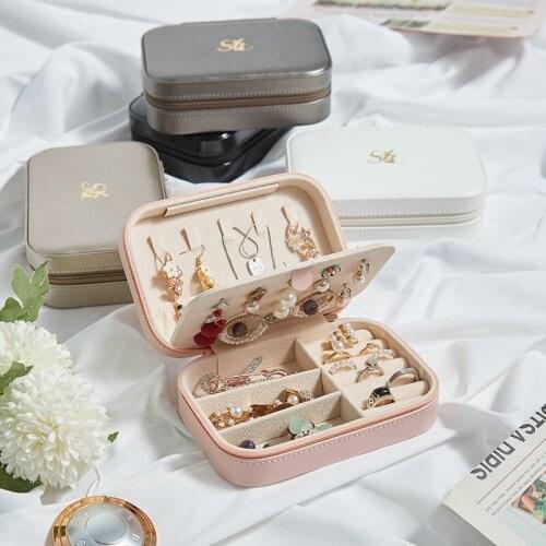 MOONLAY Protable Jewelry Boxes PU Leather Storage Case Earrings Rings Necklace Display Holder for Women Girls