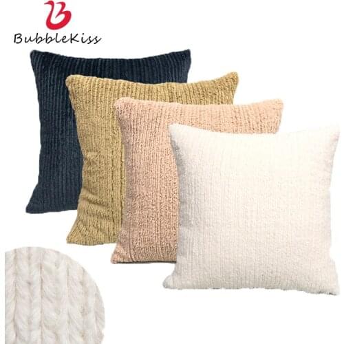 Bubble Kiss Plush Pillowcase Modern Style Housewares 45X45cm Cushion Cover Home Living Room Decoration Solid Color Pillow Cover