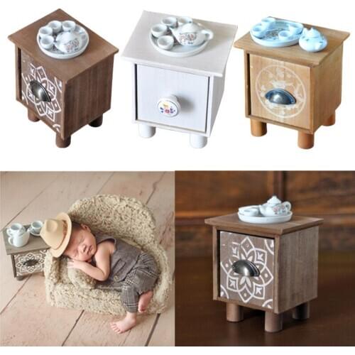 Newborn Photography Props Tea Table Newborn Table With Teapot Tea Bowl Tea Tray Set Baby Full Moon Photo Shooting Accessories