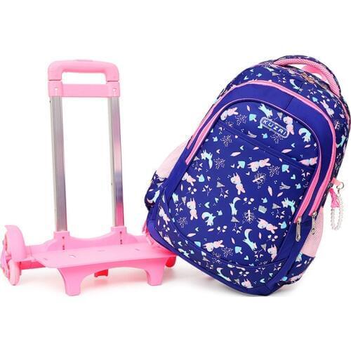 Removable 2/6 Wheels Kids boys girls Trolley Schoolbag Luggage Book Bag Backpack Children School Bags travel luggage sac mochila