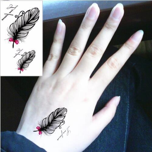 SHNAPIGN 25 Style Mini Temporary Tattoo Body Art, Black Feather Designs, Flash Tattoo Sticker Keep 3-5 days Waterproof 10.5*6cm
