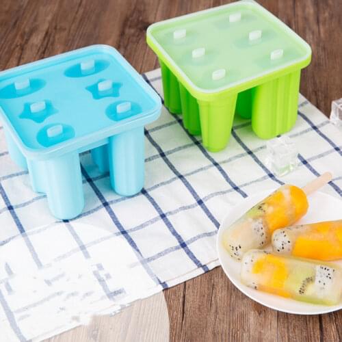 20pcs/lot Silicone Popsicle Mold Silica Gel Ice Cream Mould 6 Cavity Ice Tray Cube Maker Dessert Molds With Cover Free Sticks