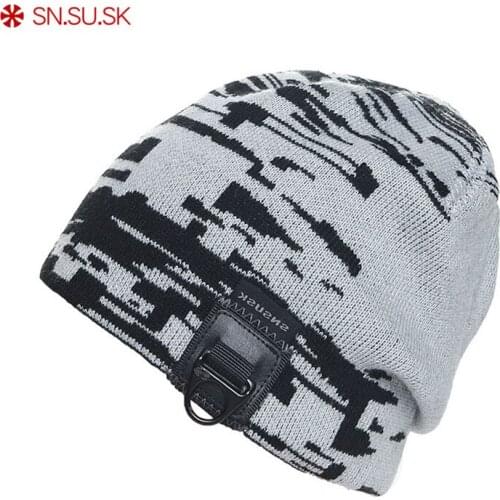 SN.SU.SK Metal Pull Ring Hip Hop Hats Winter Skating Beanies Head Warm For Men Woman Winter Snowboard Ski Hat