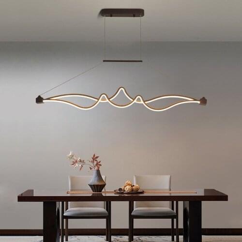 Modern LED Aluminum Restaurant Bar Pendant Lights Nordic Personality Simple Bedroom Study Light Creative Long Art Hanging Lamp
