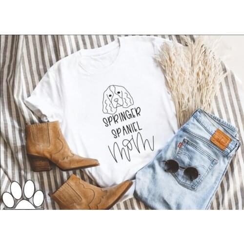 Springer Spaniel Mom Custom Dog Mama Shirt Women 100% Cotton Tshirts O-neck Shirt Plus Size Short Sleeve Top Tees Drop shipping